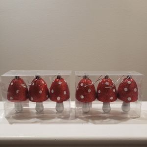 Christmas toadstool ornaments 6 pk